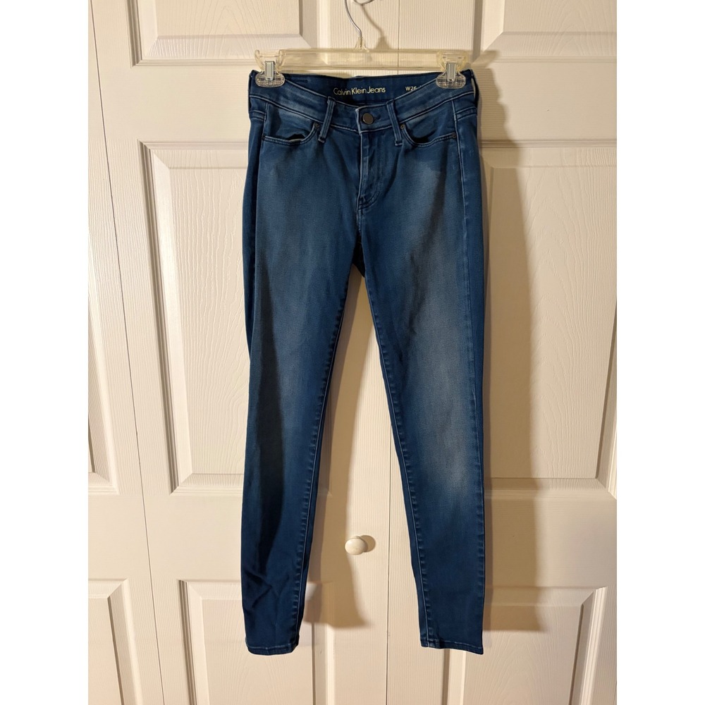 Calvin Klein Jeans Womens W26 Legging Skinny Denim Medium Wash Blue Stretch